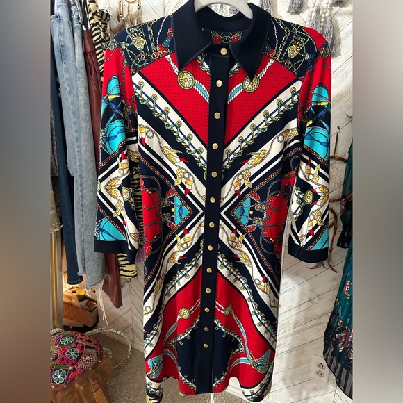 eva varro Dresses & Skirts - Eva Varro equestrian print shirt dress